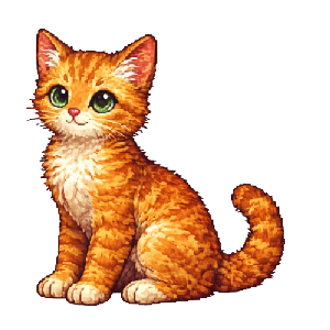 A pixel-art ginger cat