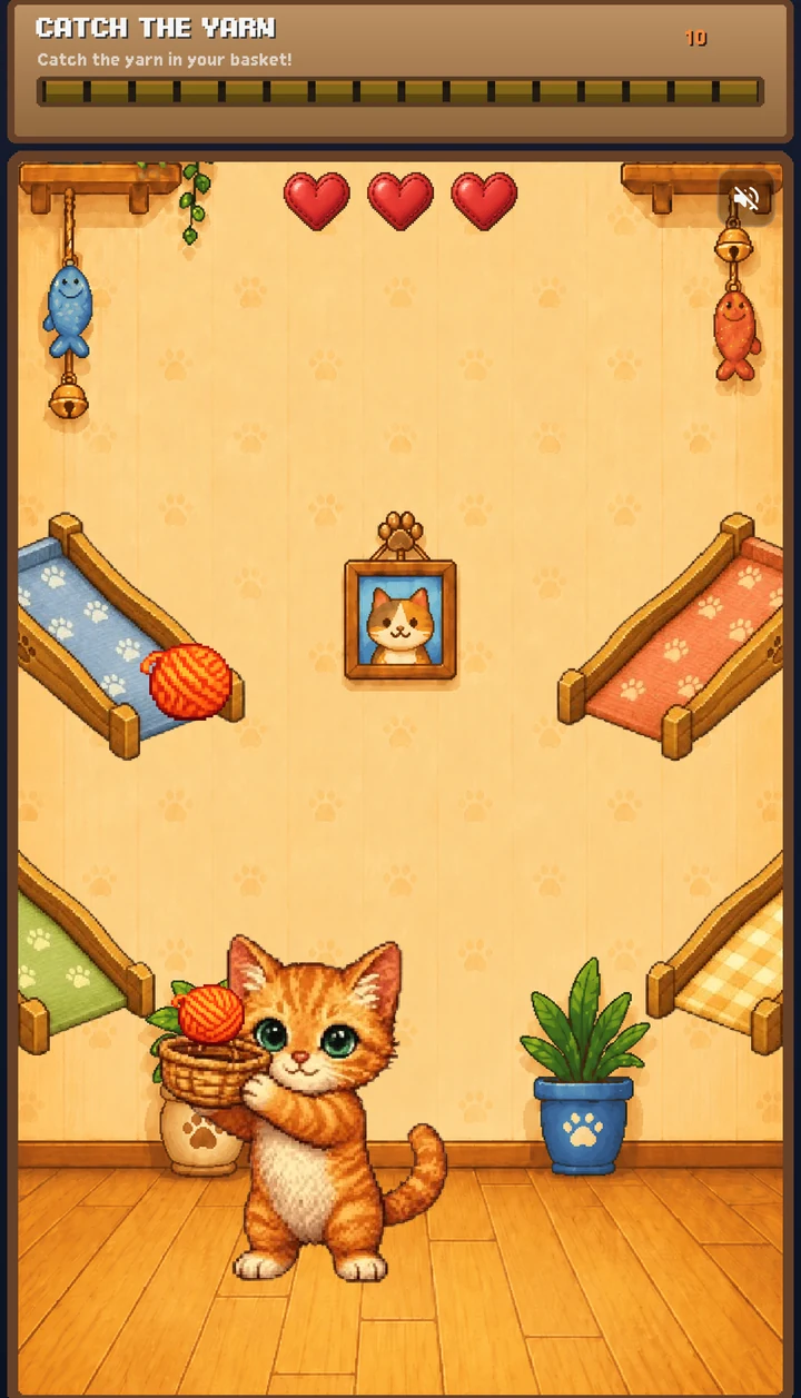 Catch the Yarn mini-game screen