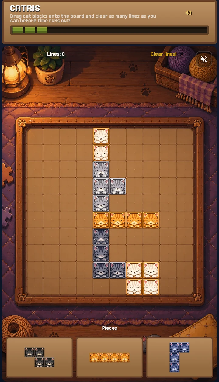 Catris mini-game screen